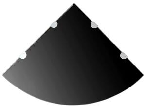 Rafturi de colț cu suporturi crom 2 buc. negru 45x45 cm sticlă