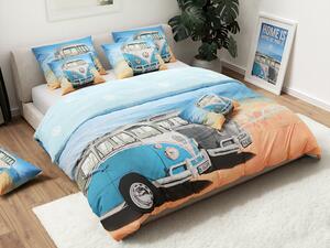 Lenjerie de pat pentru copii AUTO DUO VW albastru-portocaliu