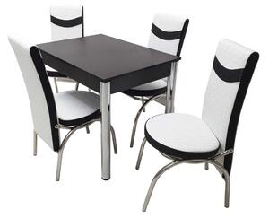 Set masă fixă Bronze Deco Wenge cu 4 scaune Alb Negru