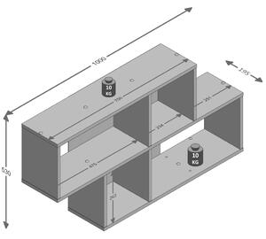 FMD Raft de perete cu 4 compartimente, gri beton și alb 270-001E