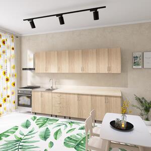 Bucatarie 240 cm Lungime, Material PAL 18mm, Culoare Stejar Sonoma, Blat termorezistent 2.8 cm Grosime