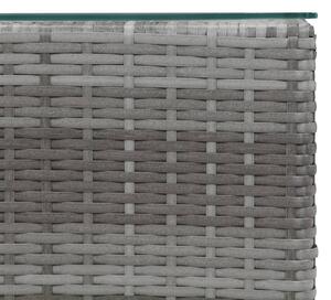 Masă laterală cu blat de sticlă, gri, 35x35x52 cm, poliratan