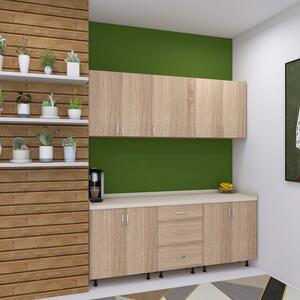 Bucatarie 200 cm Lungime, Material PAL 18mm, Culoare STEJAR SONOMA, Blat termorezistent 2.8 cm Grosime
