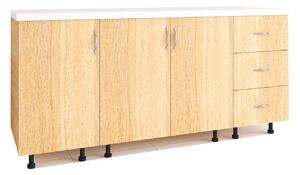 Set Corp Bucatarie L160 x H90 x A50cm, Culoare Sonoma, Picioare Reglabile, Blat Termorezistent 2.8 cm