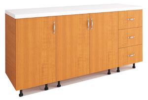 Set Corp Bucatarie L160 x H90 x A50cm, Culoare Cires, Picioare Reglabile, Blat Termorezistent 2.8 cm