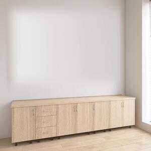 Set Corp Bucatarie L260 x H90 x A50cm, Culoare Stejar Sonoma , Picioare Reglabile, Blat Termorezistent 2.8 cm