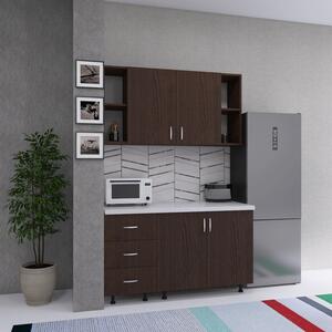Bucatarie 120 cm Lungime, Material PAL 18mm, Culoare Wenge, Blat termorezistent 2,8cm