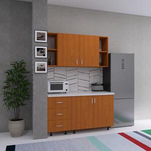 Bucatarie 120 cm Lungime, Material PAL 18mm, Culoare Cires, Blat termorezistent 2,8cm