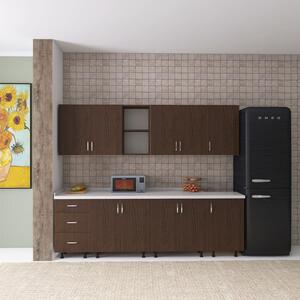 Bucatarie 240 cm Lungime, Material PAL 18mm, Culoare WENGE, Blat termorezistent 2.8 cm Grosime