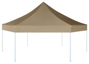 Foișor pliabil hexagonal pop-up gri taupe 3,6x3,1 m 220g/m²