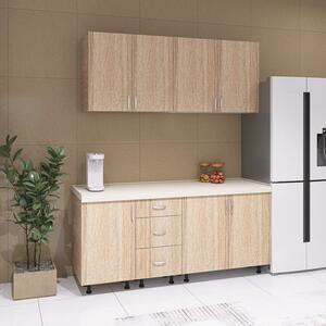 Bucatarie ALINA 160 cm Lungime, Material PAL 18mm, Culoare STEJAR SONOMA, Blat termorezistent 2.8 cm Grosime