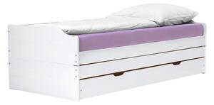 Pat cu module suplimentare extensibile FLOPY, alb, lemn, 90x200 cm