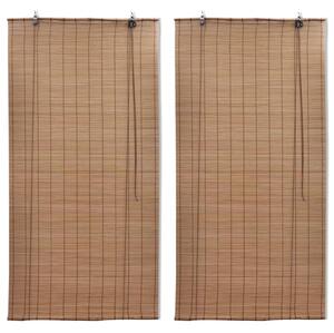 Jaluzele din bambus tip rulou, 2 buc., maro, 120 x 220 cm