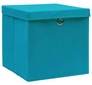 Cutii depozitare cu capace, 4 buc., albastru, 28x28x28 cm