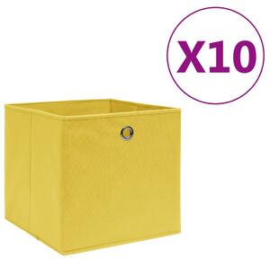 Cutii depozitare, 10 buc., galben, 28x28x28 cm, textil nețesut