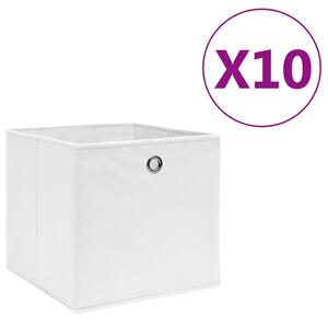 Cutii depozitare, 10 buc., alb, 28x28x28 cm, material nețesut
