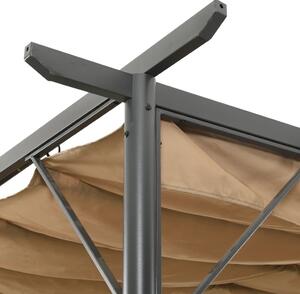Pergolă cu acoperiș retractabil gri taupe 3x3 m oțel 180 g/m²