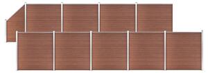 Set panouri gard, 9 pătrate + 1 oblic, maro, 1657x186 cm, WPC