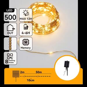 Aigostar - Ghirlandă solară LED de Crăciun 500xLED/8 funcții 52 m IP65 alb cald 1200 mAh