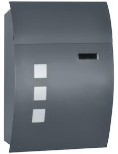 HOMCOM Cutie Postala Curbata din Otel Zincat cu 3 Fante si 2 Chei de Securitate incluse, 45x10x32 cm, Gri | Aosom Romania