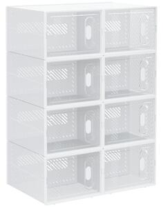 HOMCOM Pantofar Modular cu 8 Cuburi de Depozitare și Uși Magnetice, Cuburi din PP, 25x35x19 cm, Alb și Transparent | Aosom Romania