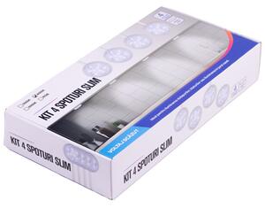Set 4 spoturi LED SLIM 6mm cu lumina alba neutra pentru mobilier 12V Ø5.7 cm