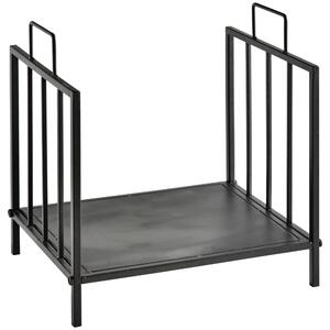 Outsunny Suport pentru Lemne pentru Interior și Exterior cu 2 Mânere, 44,5x33x46,5 cm, Negru | Aosom Romania