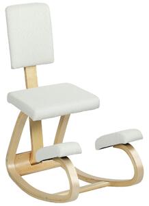 HOMCOM Sedia Inginocchiatoio in Tessuto Effetto Lino e Legno di Betulla Crema | Aosom Romania
