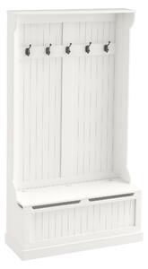 HOMCOM Cuier de Podea cu Bancă pentru Pantofi și 5 Cârlige, MDF, 96L x 34I x 179,7Î cm, Crem | Aosom Romania