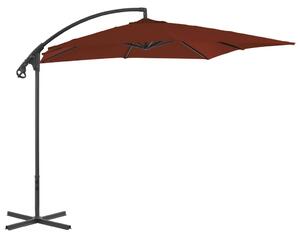 Umbrelă suspendată cu stâlp din oțel, teracota, 250 x 250 cm