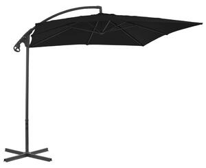 Umbrelă suspendată cu stâlp din oțel, negru, 250 x 250 cm