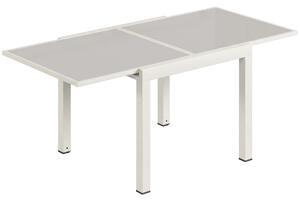 Outsunny Masă Extensibilă din Aluminiu pentru Exterior, Blat din Sticlă Temperată, Crem. | Aosom Romania