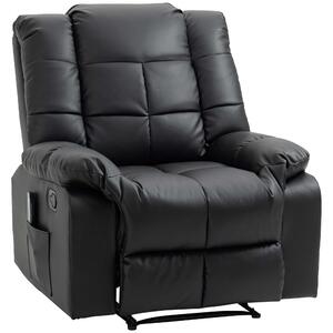 HOMCOM Fotoliu de Relaxare cu Masaj din Piele Artificiala, Fotoliu Ergonomic cu 8 Puncte de Masaj si Rabatabil 165°, Gri | Aosom Romania