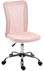 Vinsetto Scaun de Birou Ergonomic, Rotativ, fără Brațe, din Plasă Respirabilă, Înălțime Reglabilă, Roz | Aosom Romania