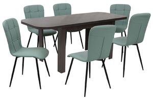 Set masă extensibilă Roma Wenge cu 6 Scaune Piele Luca Fistic