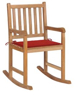 Scaun balansoar cu perne roșii, lemn masiv tec