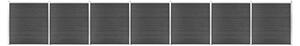 Set de panouri de gard, negru, 1218x186 cm, WPC