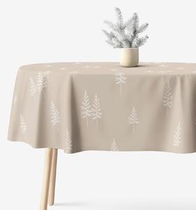Goldea față de masă de crăciun 100% bumbac - brazi nordici - ovală 140 x 180 cm
