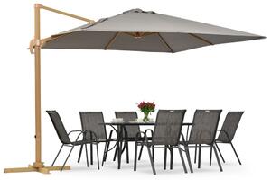 Umbrelă de grădină Siena 3x3m din lemn cu capac gri Garden Point