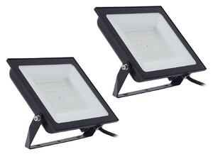 PRIOS Prios LED spot exterior Maikel, 100 W, metal, set de 2 buc, Negru, Aluminiu, Modern