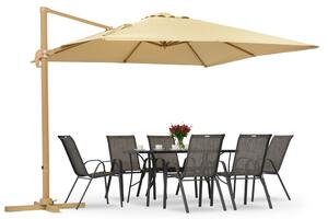 Umbrelă de grădină Siena 3x3m din lemn cu capac bej Garden Point