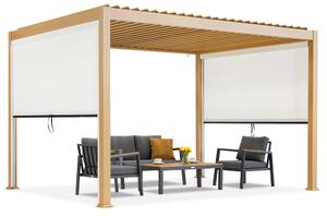 Lagos 3x4 pergolă de terasă independentă cu obloane laterale din lemn Garden Point de 3 m lungime - alb