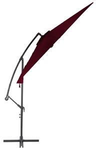 Umbrelă suspendată cu stâlp de aluminiu, roșu bordo, 300 cm