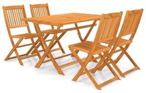 Set mobilier de grădină pliabil, 5 piese, lemn masiv acacia