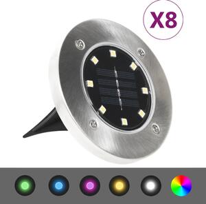 Lămpi solare pentru sol, 8 buc., cu LED-uri RGB, colorate