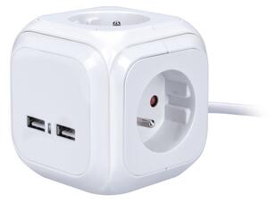 Cub cu prize cu USB 4Z - 2m, alb