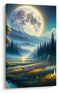 Tablou natură nocturnă liniștită cu râu