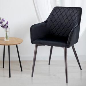 Scaun tapițat din velur negru APIS cu picioare metalice – design modern, confortabil, brand Jumi