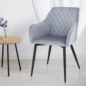 Scaun tapițat din catifea gri, APIS, cu picioare metalice – design modern, confortabil, brand Jumi