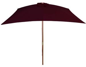 Umbrelă de soare, exterior, stâlp lemn, roșu bordo, 200x300 cm